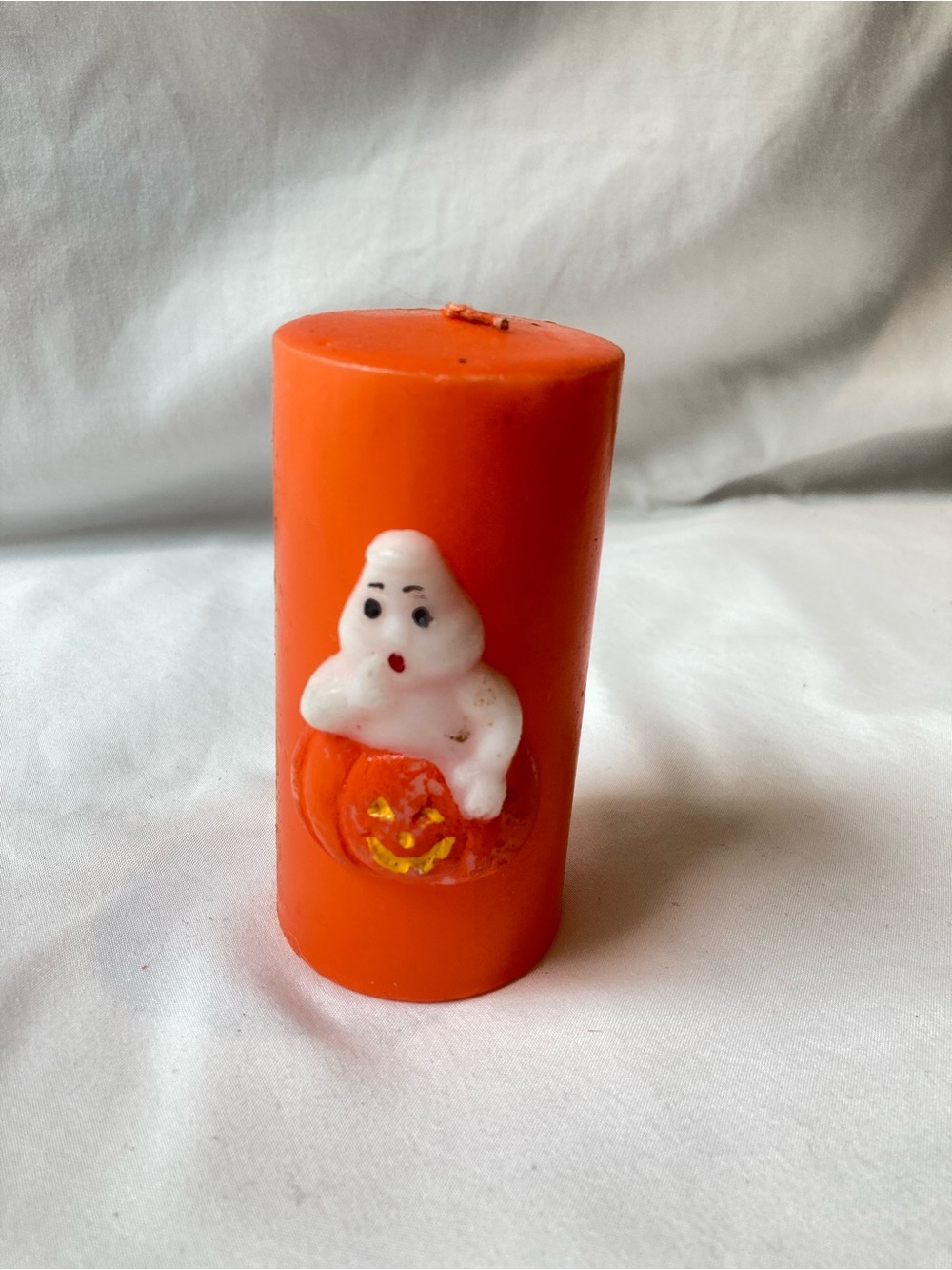 Vintage Halloween Candle Unburned Ghost Pumpkin Designs 80s 90s Decor Spooky VTG